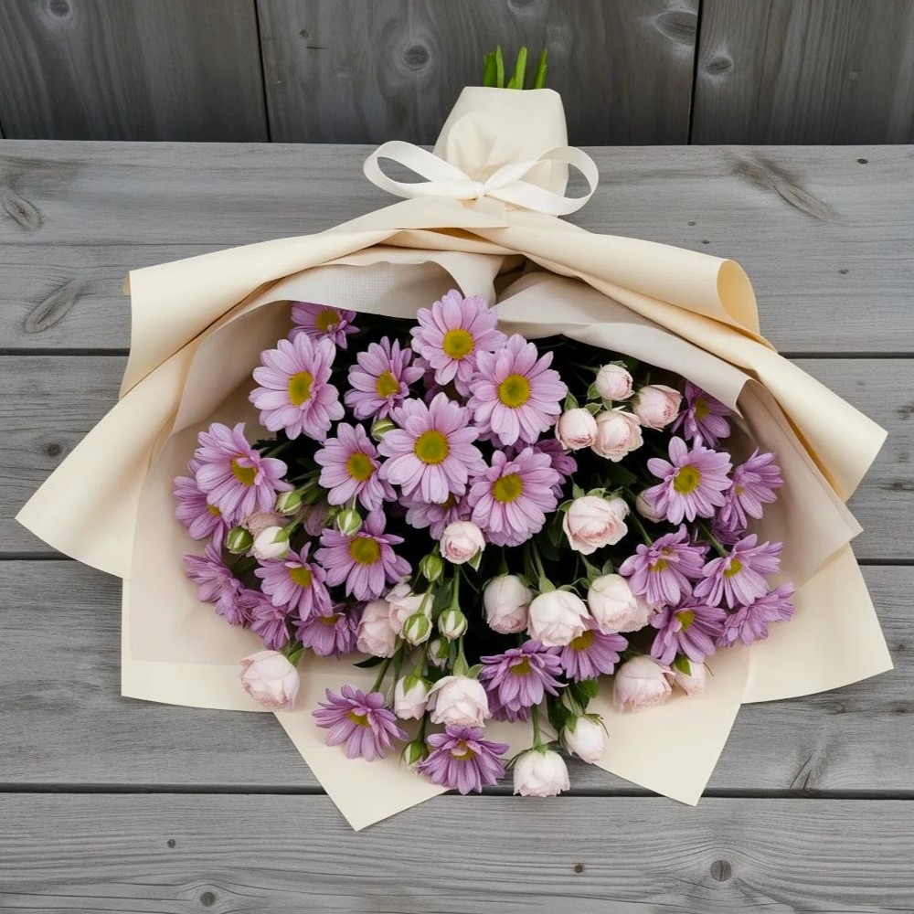 Букет цветов из: Розы и Хризантемы в Спутник