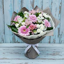 Букет цветов из:  Герберы, Альстромерии и Хризантемы в Спутник