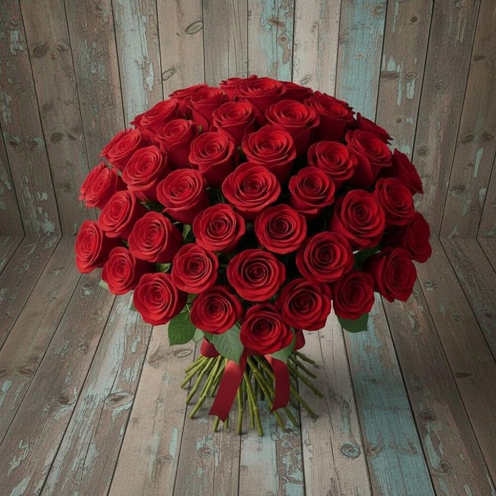 Букет 55 Красных роз Фридом в Спутник