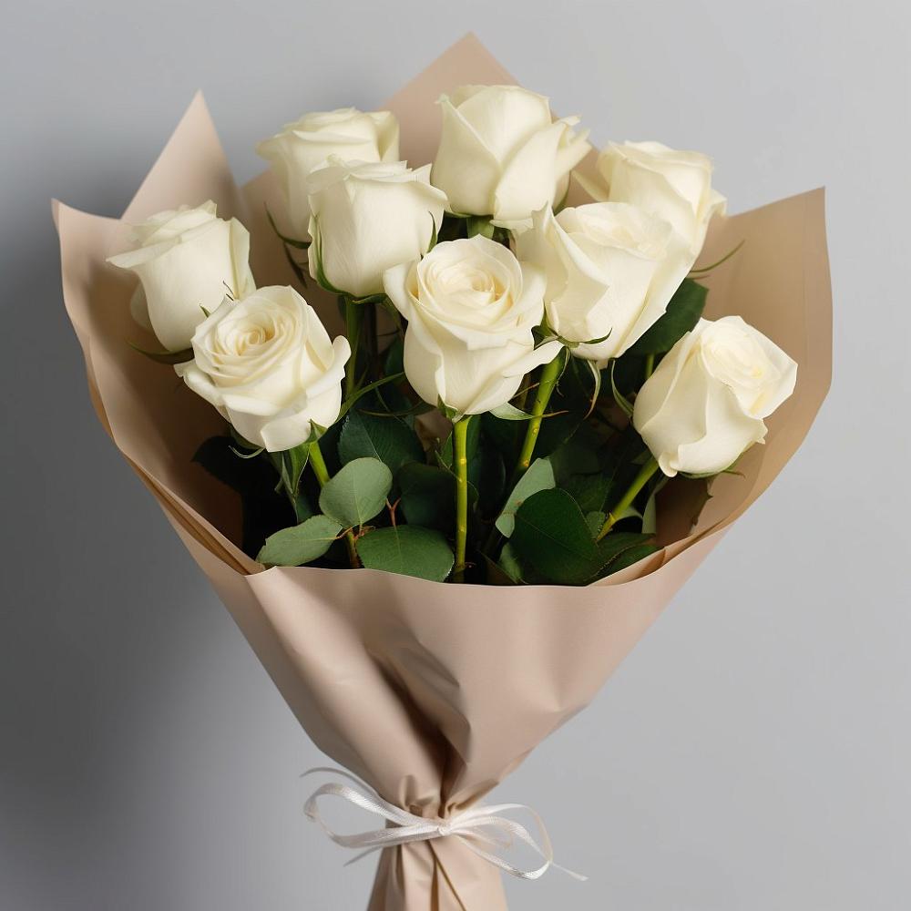 Букет 9 Белых роз Эдлесс Лав в Спутник