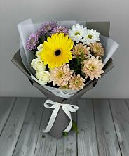 Букет цветов из:  Розы, Герберы и Хризантемы в Спутник