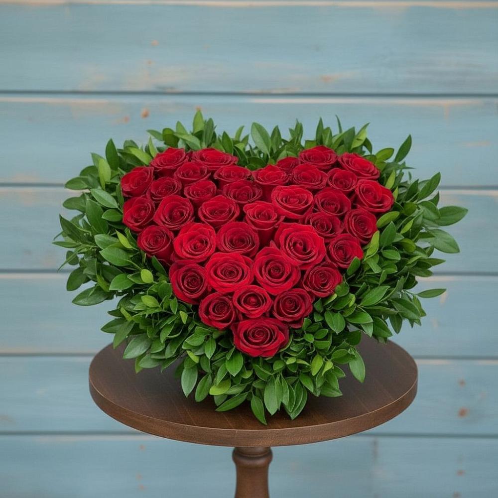 Цветочная композиция из Розы в виде сердца в Спутник