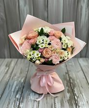 Букет цветов из:  Гвоздики, Розы и Хризантемы в Спутник
