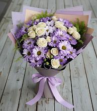 Букет цветов из:  Хризантемы и Розы #REPLACE_PRED# Спутник