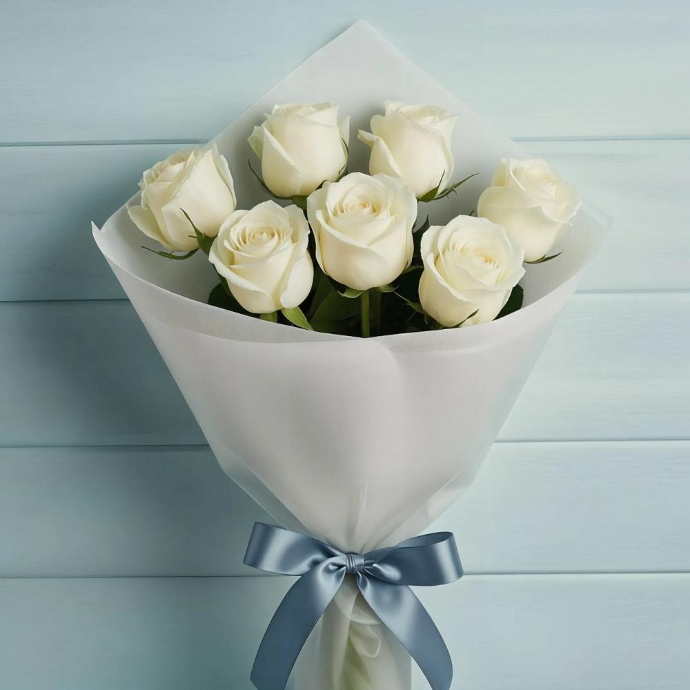 Букет 7 Белых роз Эдлесс Лав в Спутник